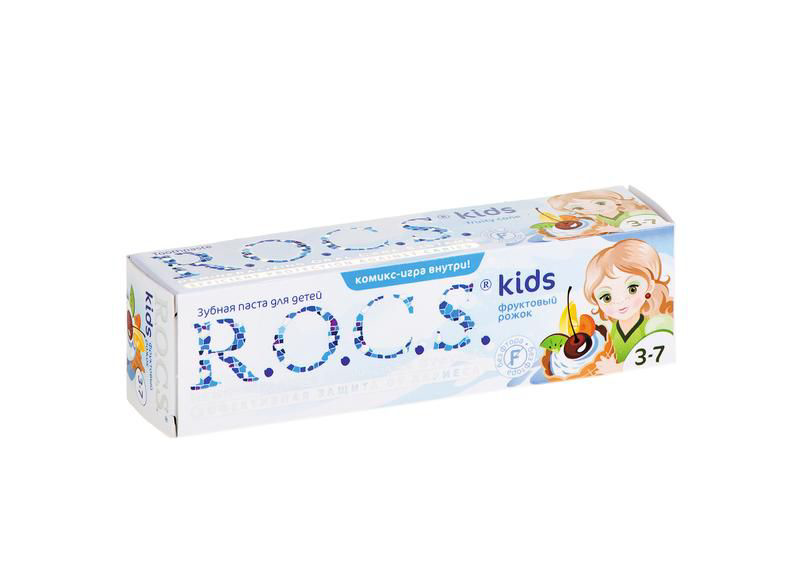 Зубная паста детская R.O.C.S. Kids Фруктовый рожок без фтора от 3 до 7 лет 45 мл
