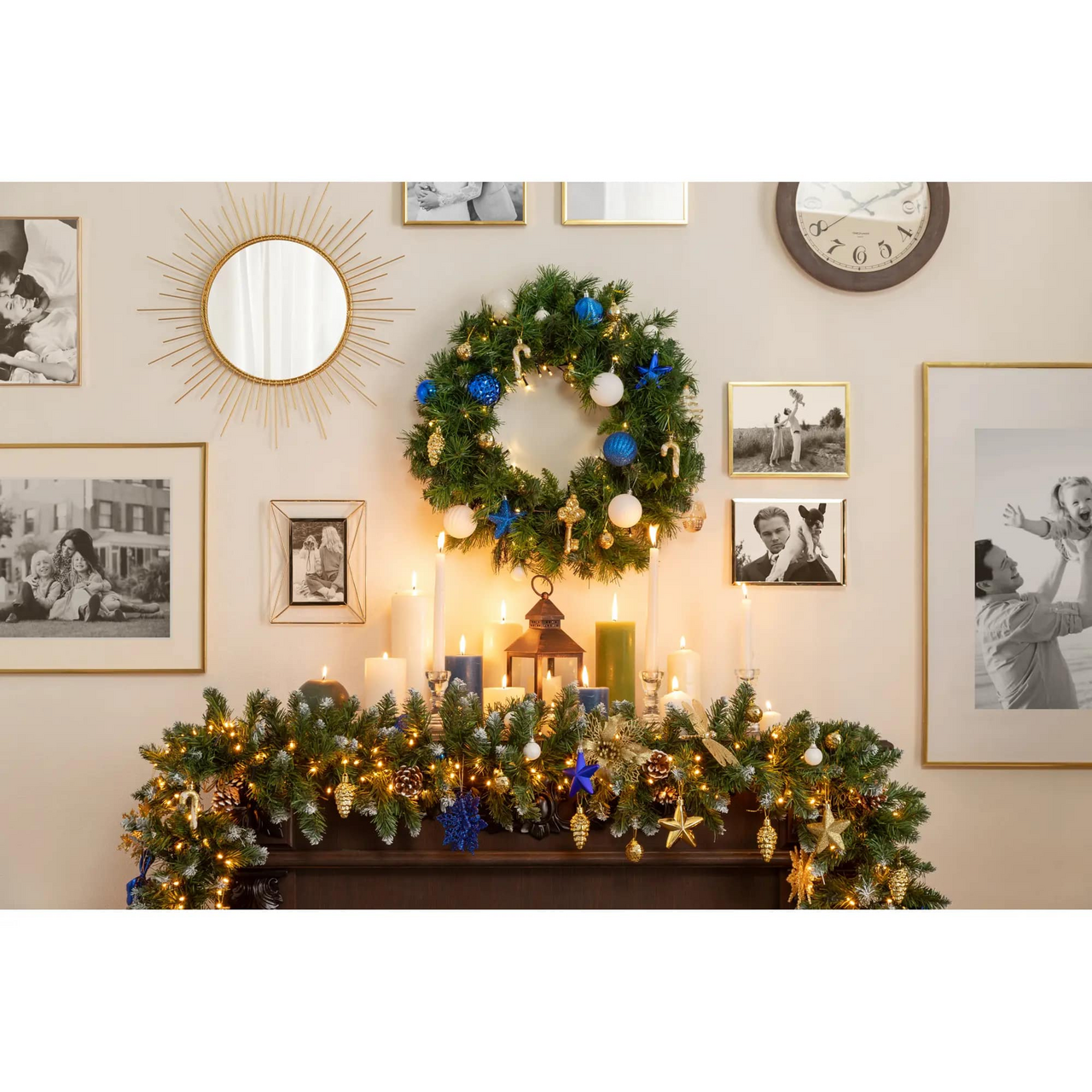 Гирлянда еловая B&H пушистые ветки с шишками, 270см