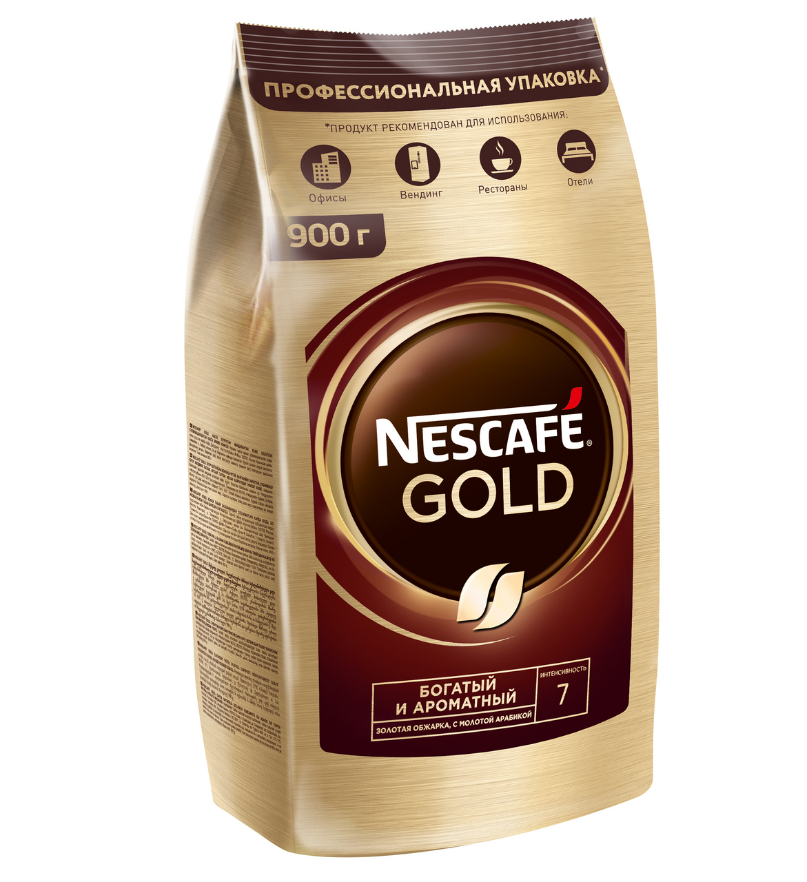 Кофе NESCAFE GOLD 100% натуральный растворимый сублимированный с добавлением молотого кофе, 900г