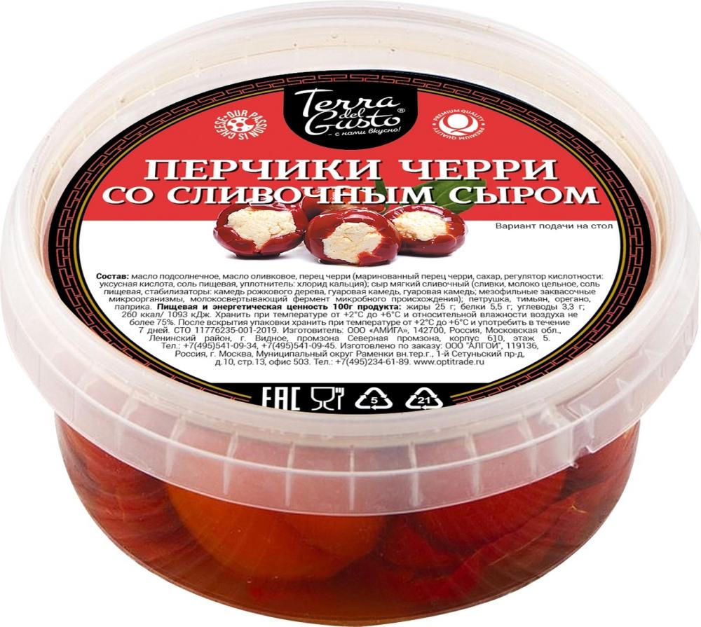Перчики Terra del Gusto черри со сливочным сыром, 250г
