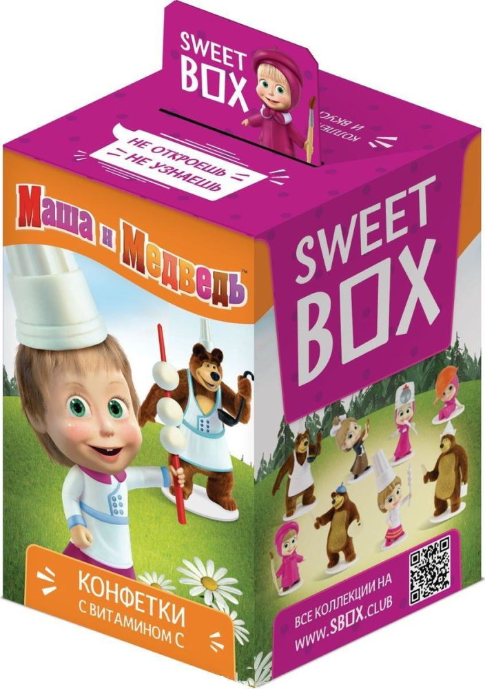 Конфеты Sweet Box Маша и Медведь таблетированные Аскорбинка с витамином С с игрушкой 10г