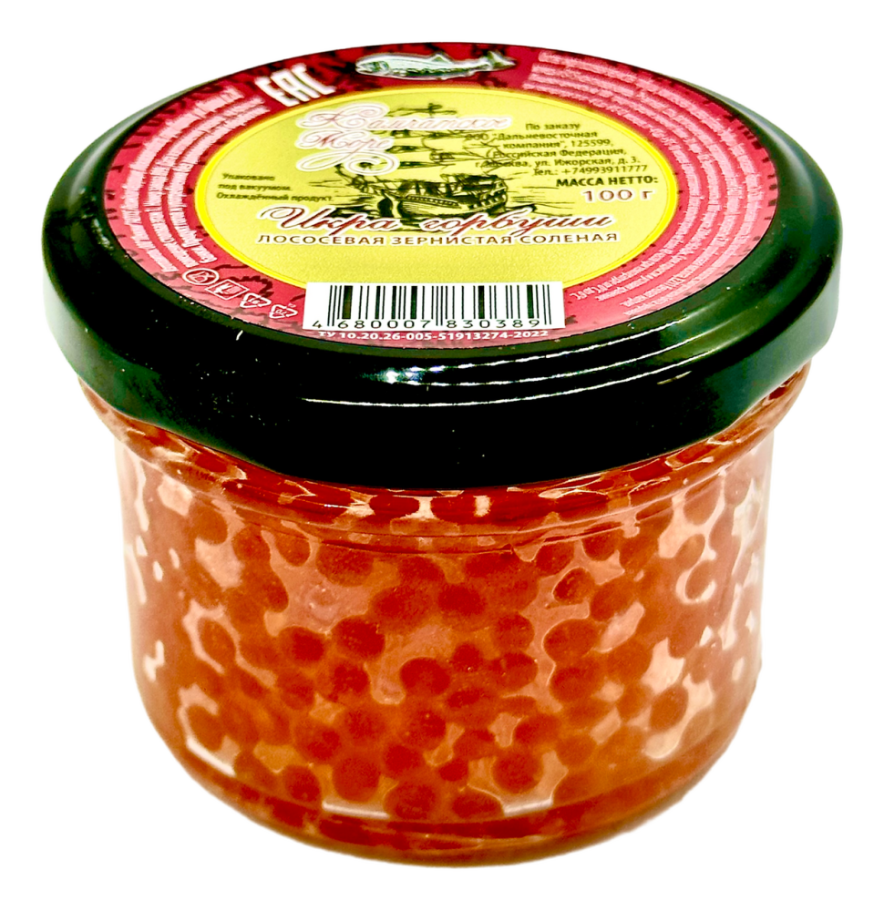 Икра горбуши Камчатское море зернистая соленая, 100г