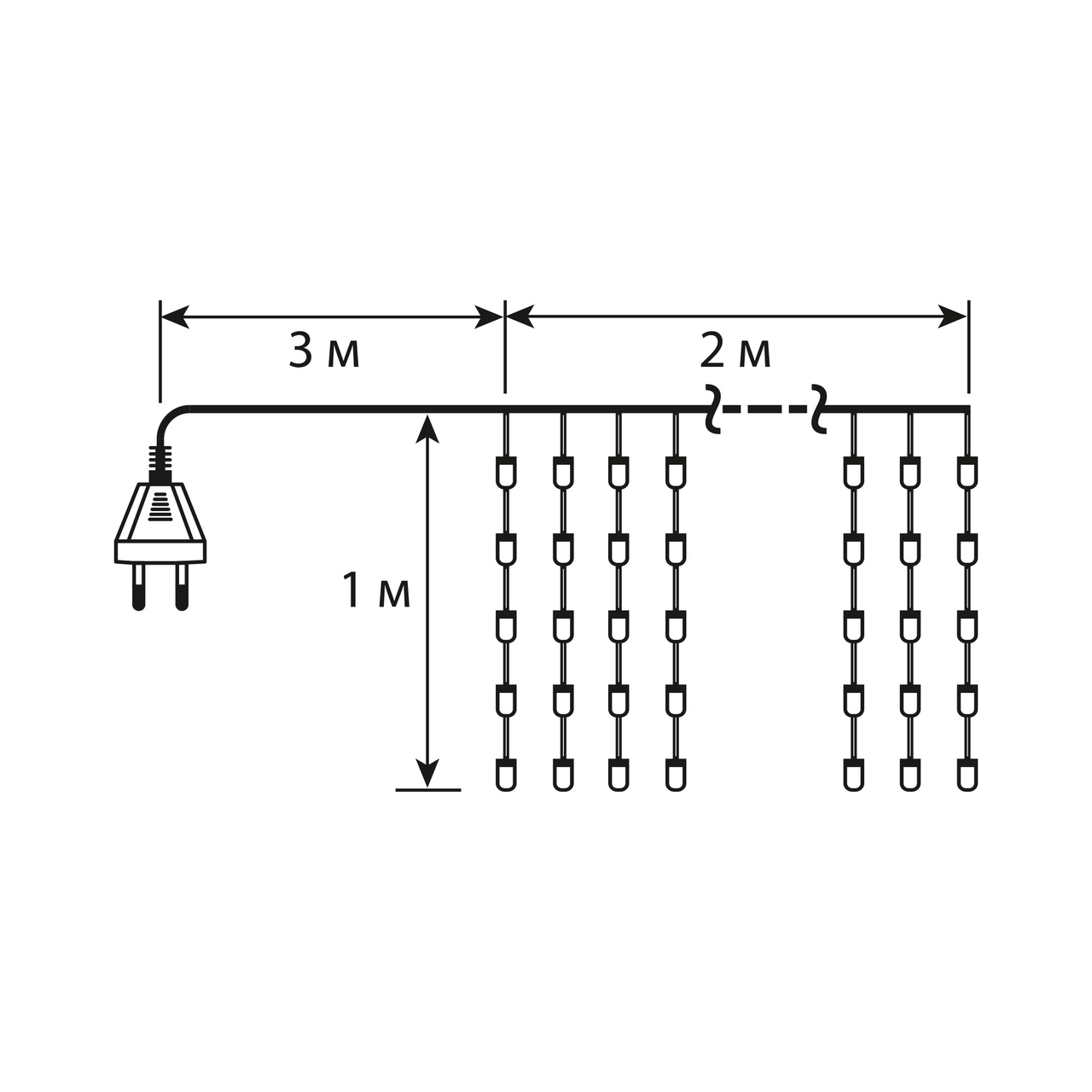 Гирлянда B & H электрическая занавес разноцветная 120 ламп, 2 м