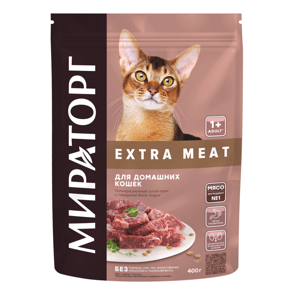 Корм сухой Мираторг Black angus для домашних кошек говядина, 400г