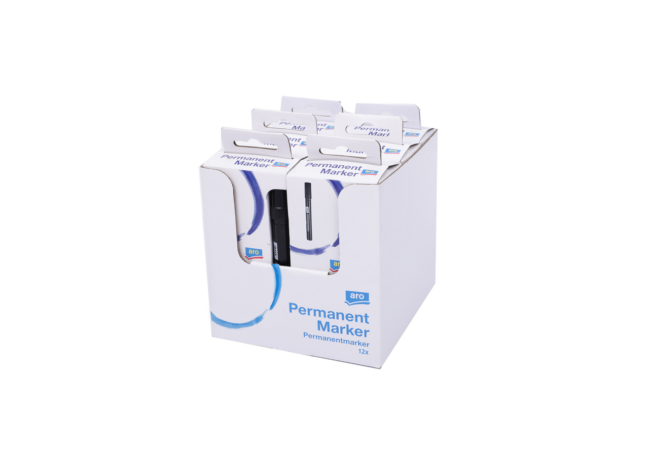 aro Маркер перманентный 1-3мм, 12шт