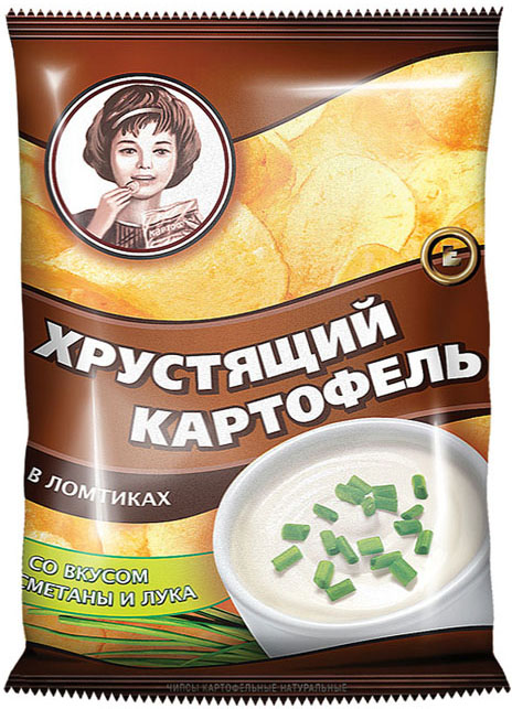 Чипсы Хрустящий картофель со вкусом сметаны и лука, 70г