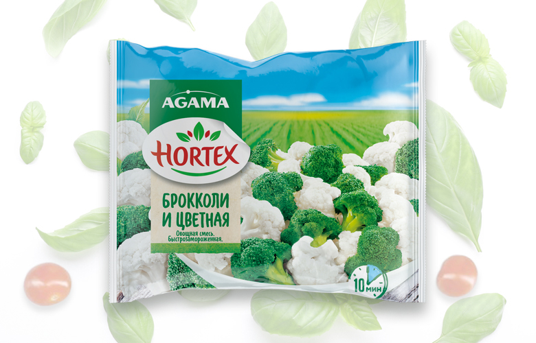 Смесь овощная Hortex Agama брокколи и цветная капуста замороженная, 400г