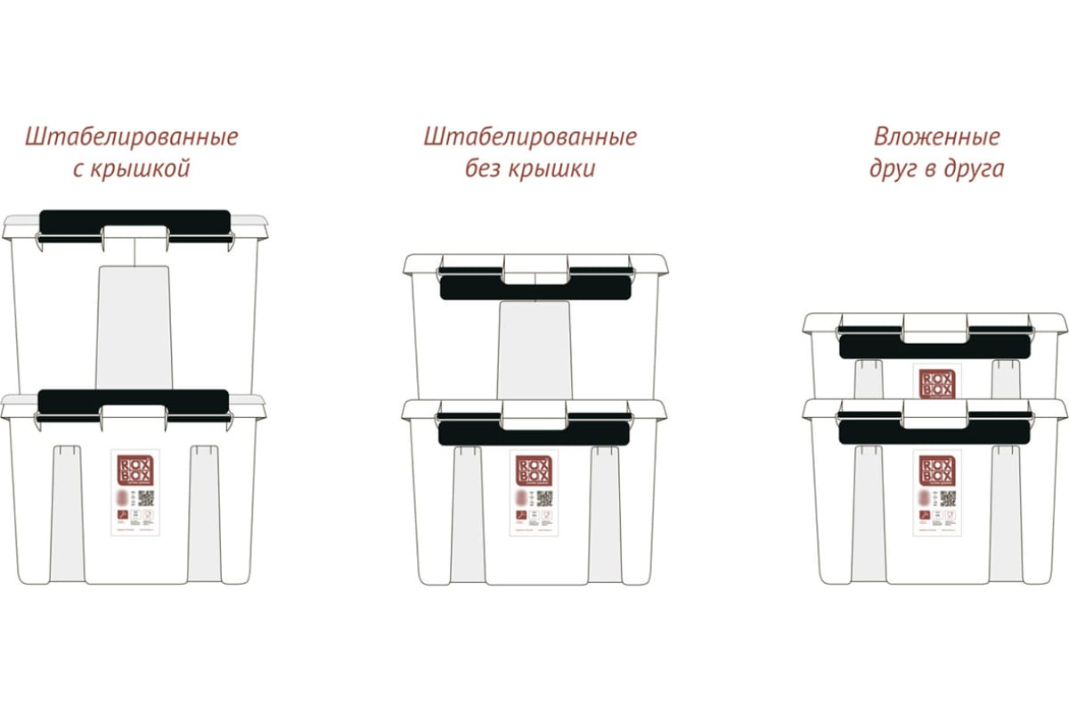 Контейнер с крышкой Roxbox Pro особо прочный 36л, 25.5 х 39 х 50см