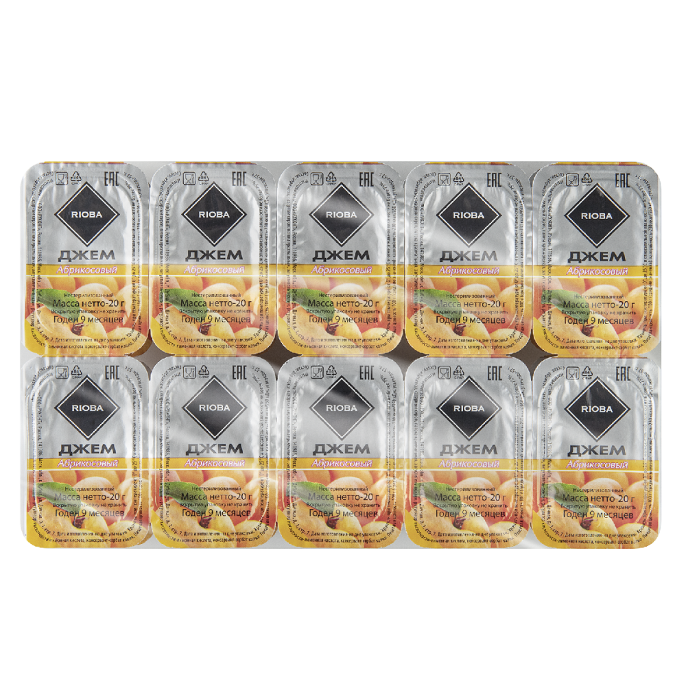 Джем порционный RIOBA абрикос, 20х20г