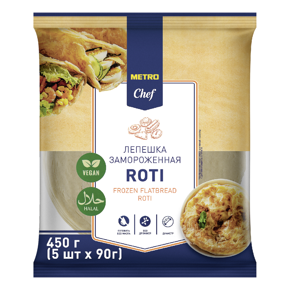 METRO Chef Лепешка Роти слоеная замороженная, 5шт х 90г
