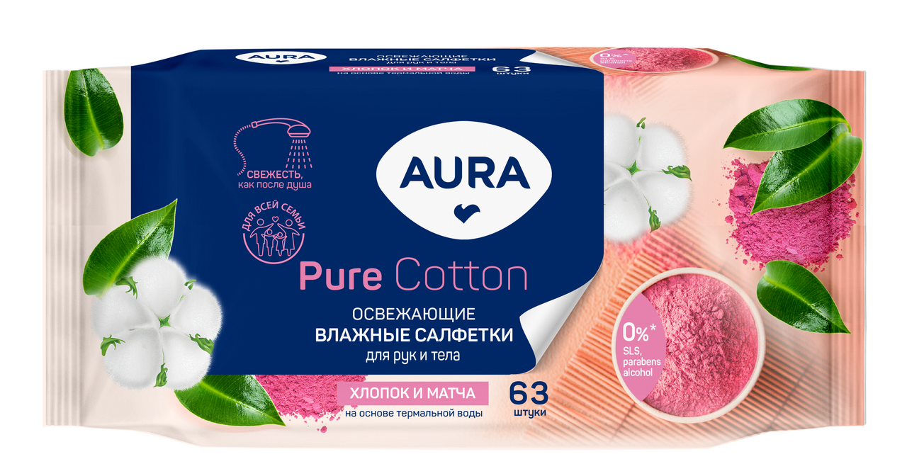 Салфетки влажные Aura Family, 15шт