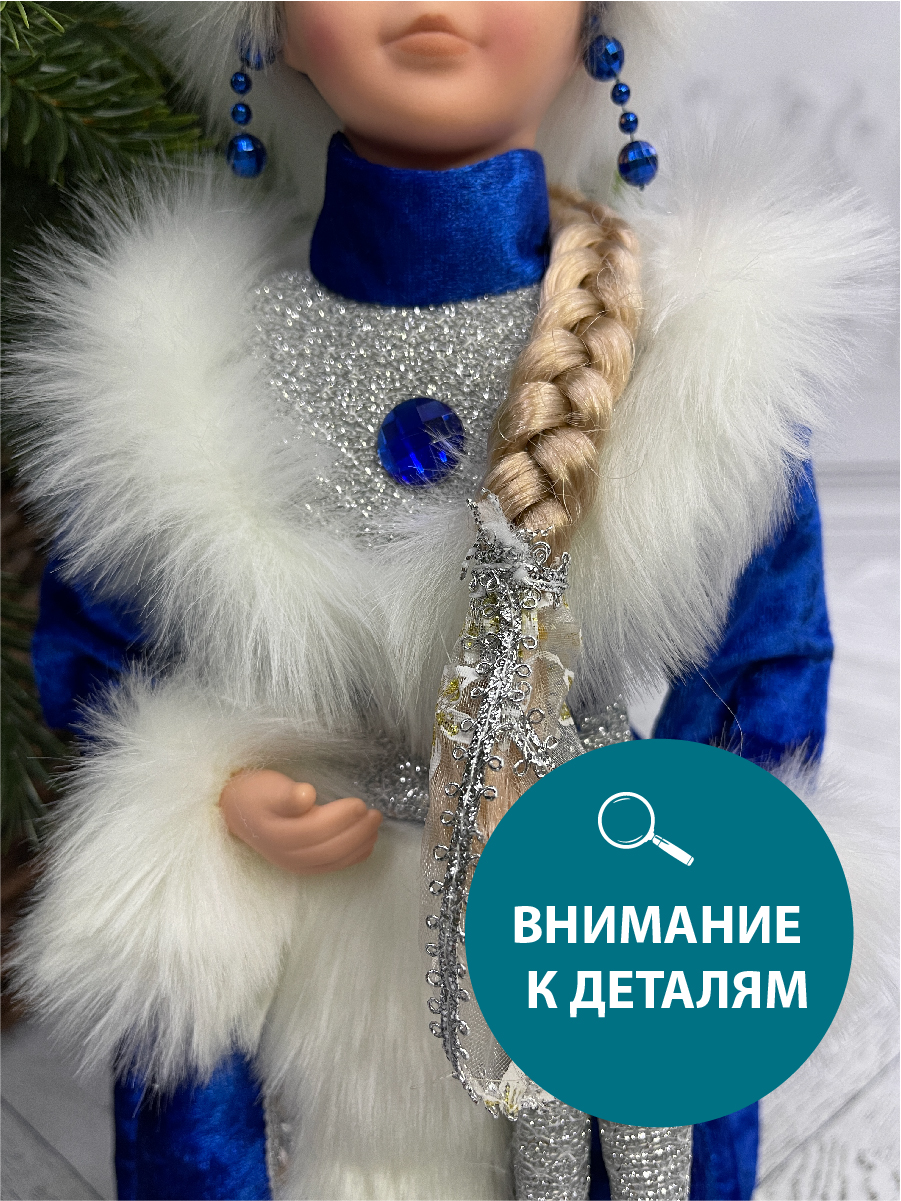 Фигура Снегурочка в шубе Triumph Nord голубая-серебряная, 40см