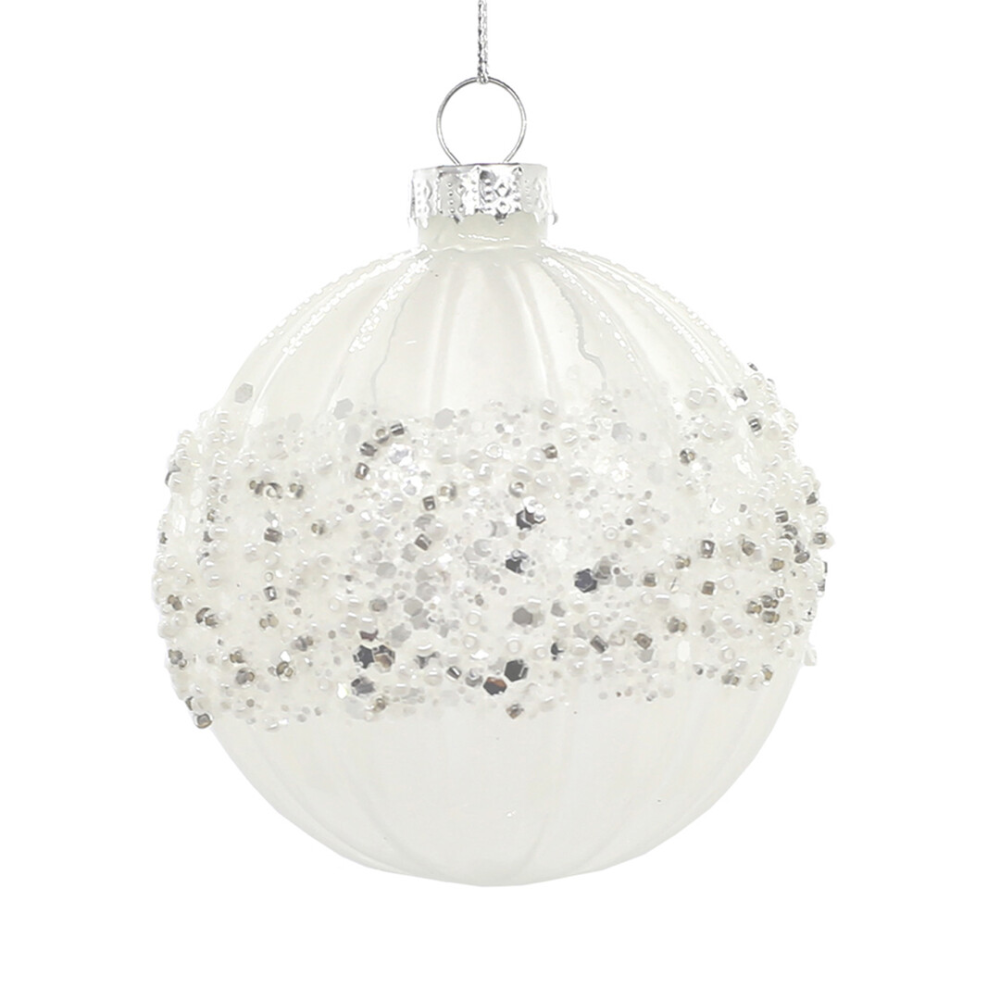 Шар B&H Бисерный узор белый, 8см