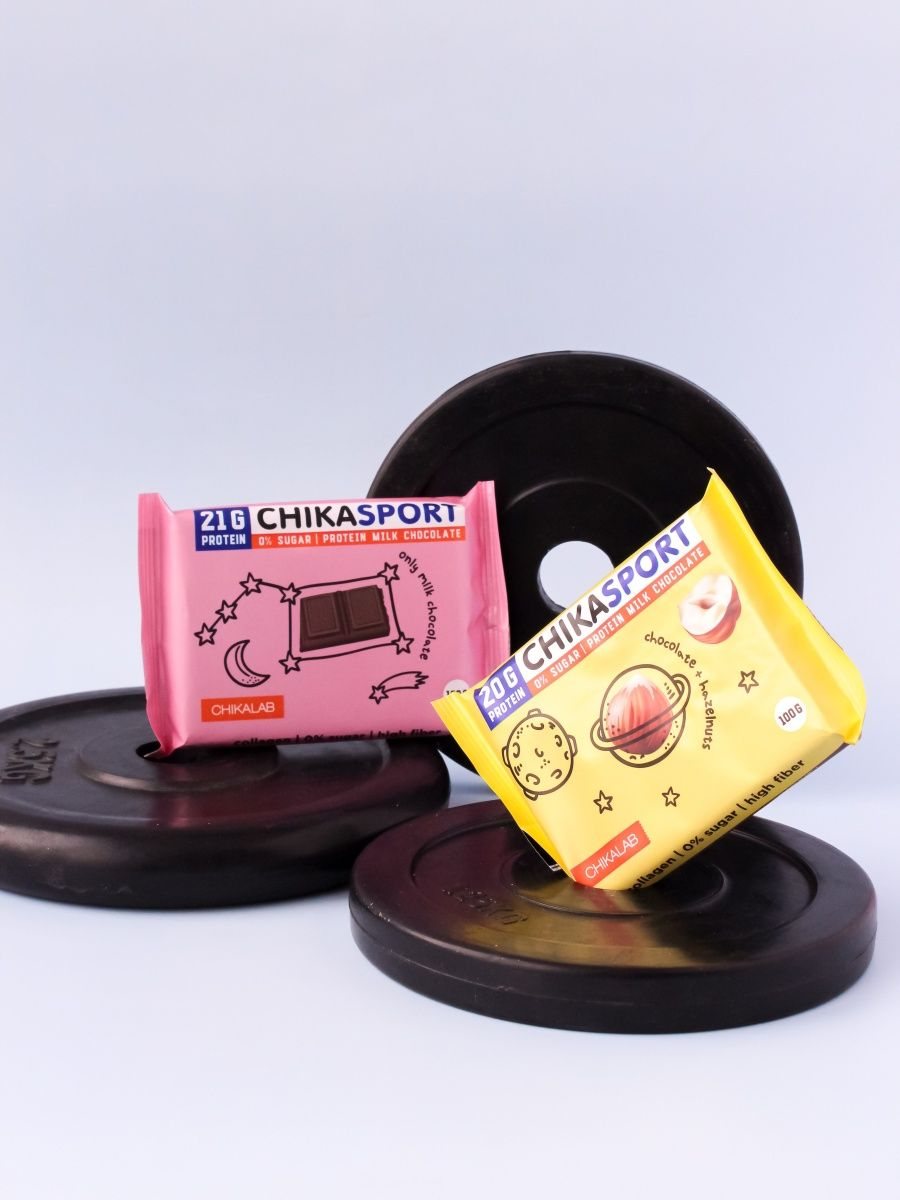Шоколад Chikalab Chika Sport протеиновый молочный с фундуком, 100г