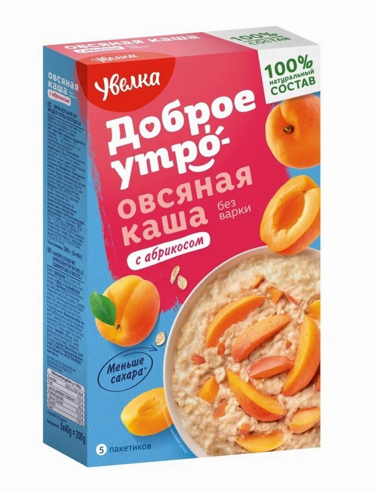 Каша овсяная Увелка с абрикосом (40г x 5шт), 200г