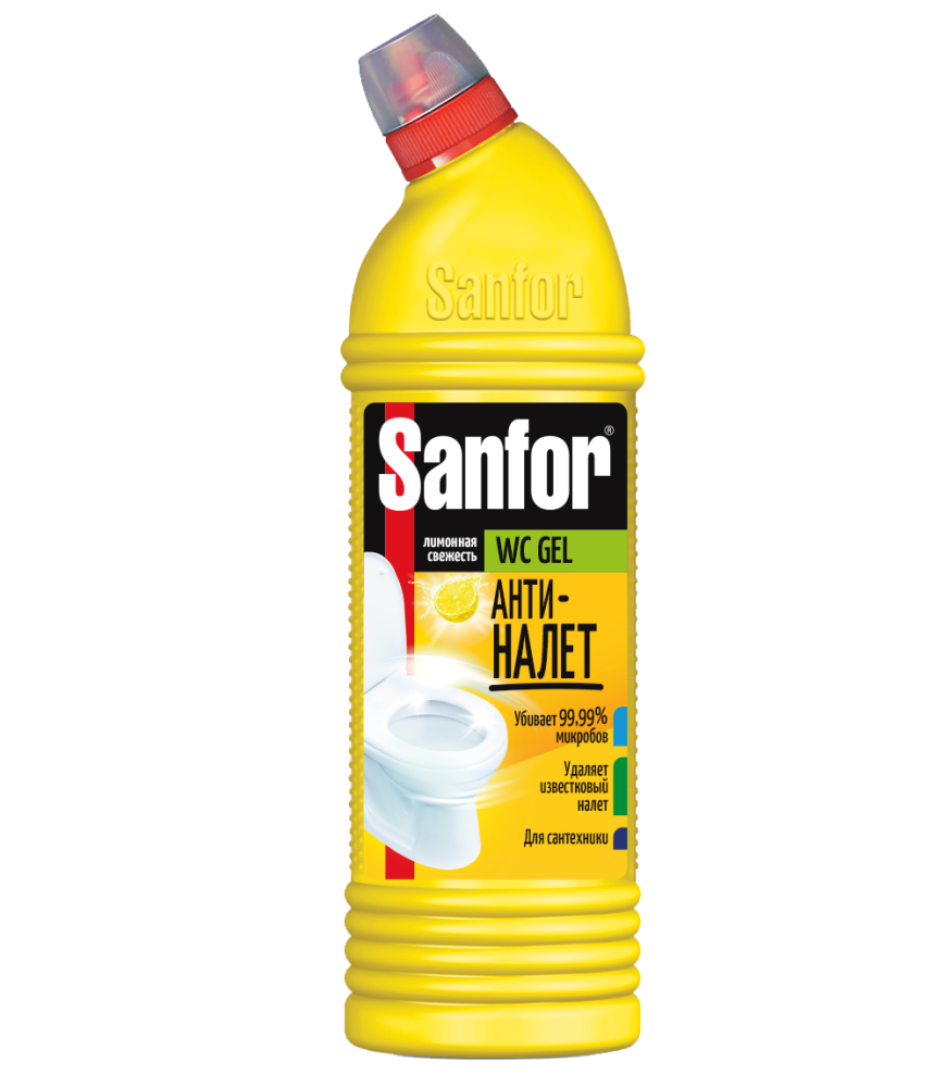 Гель для унитаза и сантехники Sanfor Лимонная свежесть, 750мл