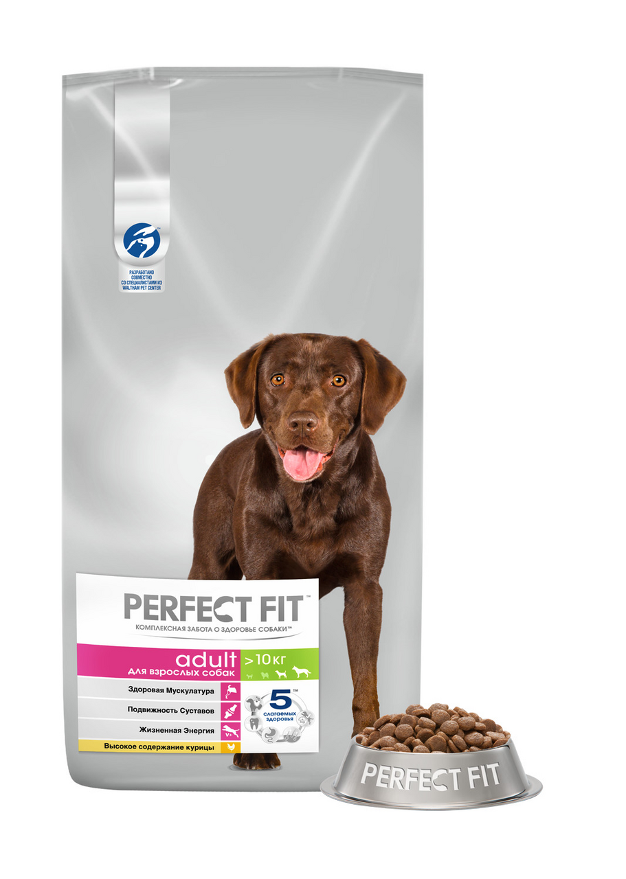 Корм сухой Perfect Fit с курицей для взрослых собак средних и крупных пород 14.5 кг