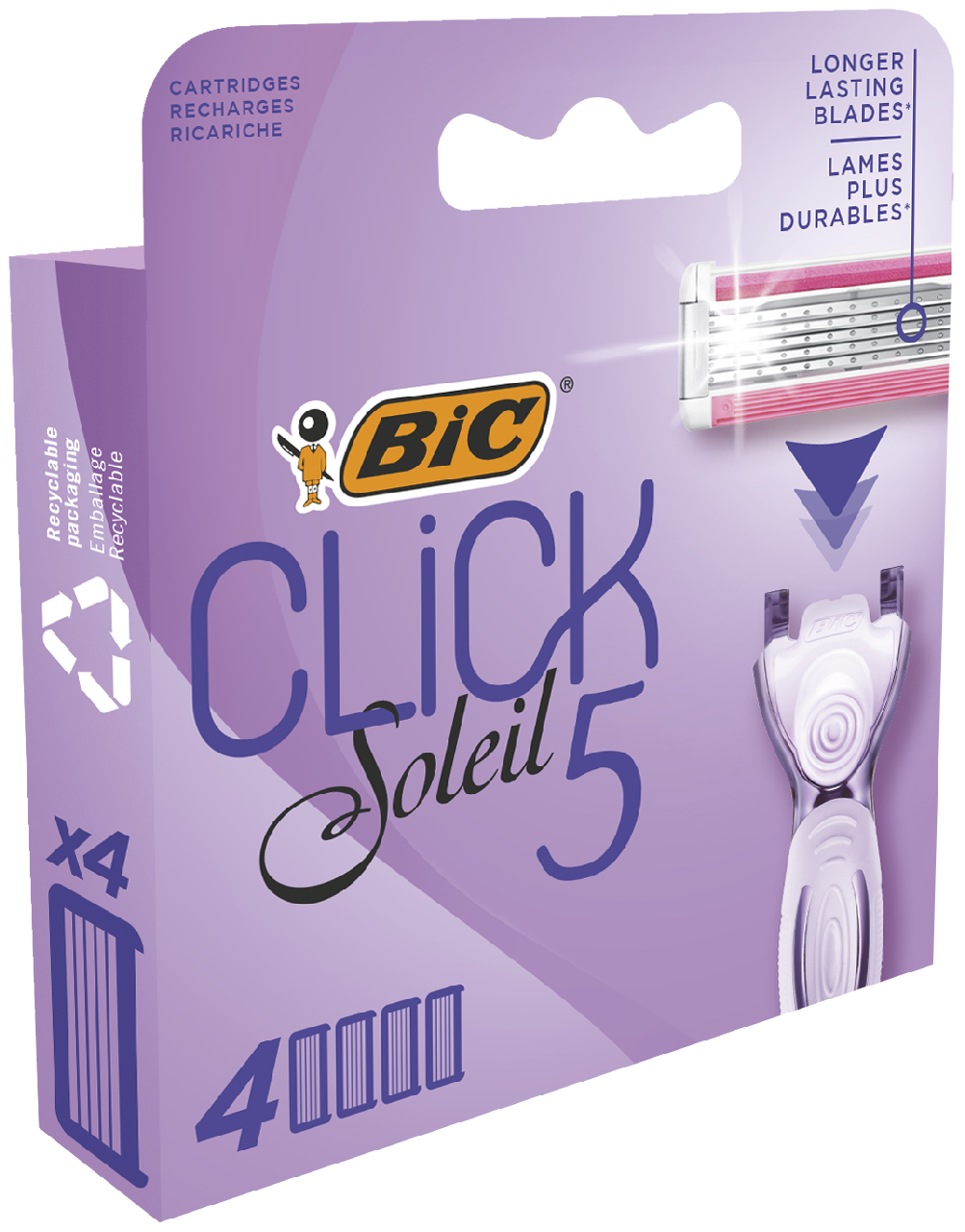 Сменные кассеты BIC Click 5 Soleil 5 лезвий, 4шт