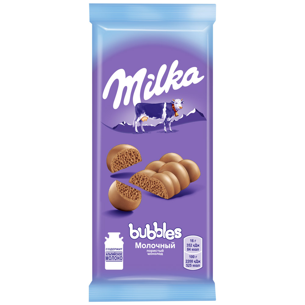 Milka Bubbles молочный пористый шоколад 76г