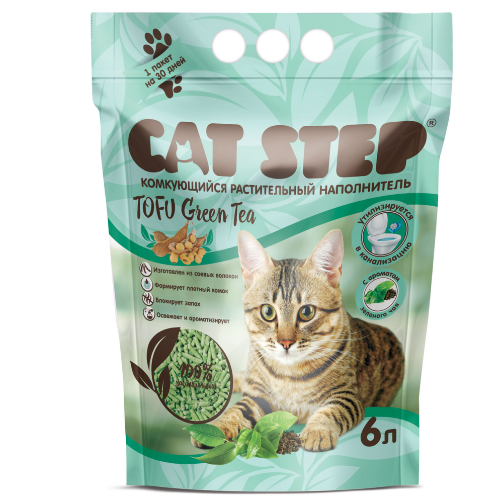 Наполнитель Cat Step Tofu Green tea комкующийся, 2.7кг