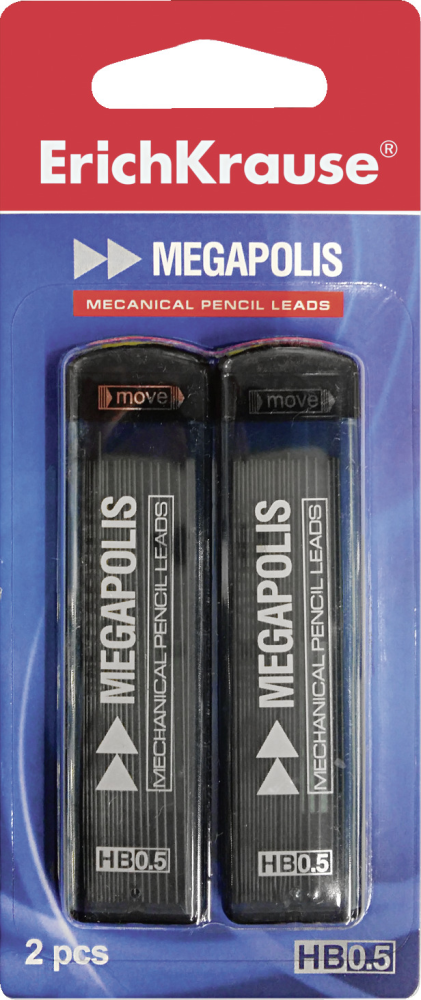 Грифели Erich Krause Megapolis для механических карандашей 0,5 мм HB 20 шт
