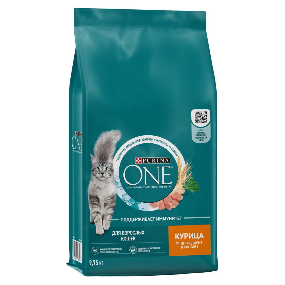 Корм Purina One сухой для взрослых с курицей, 9.75кг
