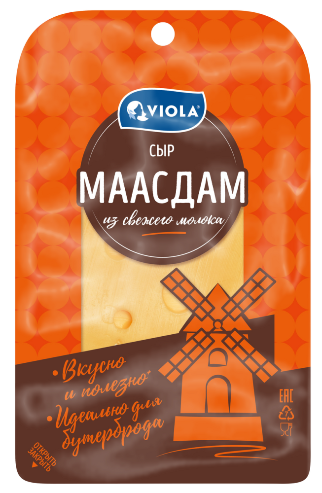 Сыр Viola маасдам нарезка 45%, 120г Сыр Viola маасдам нарезка 45%, 120г