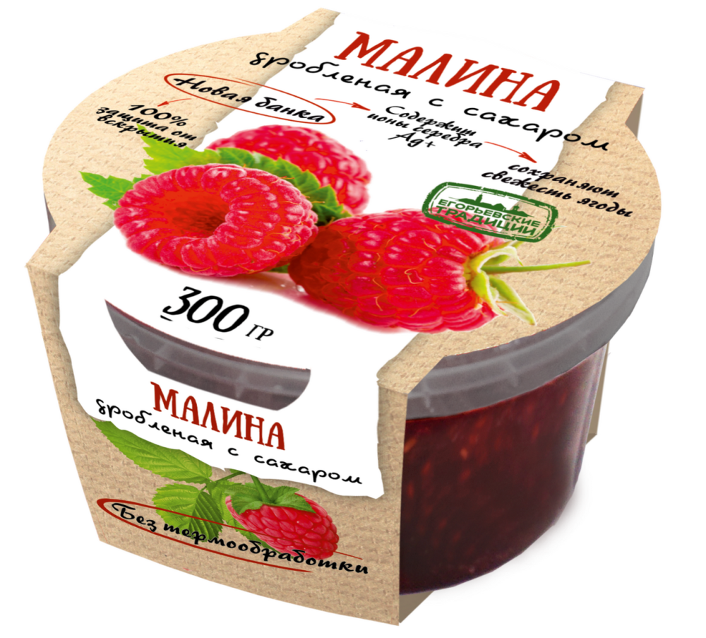 Малина Егорьевские традиции дробленая с сахаром 300 г