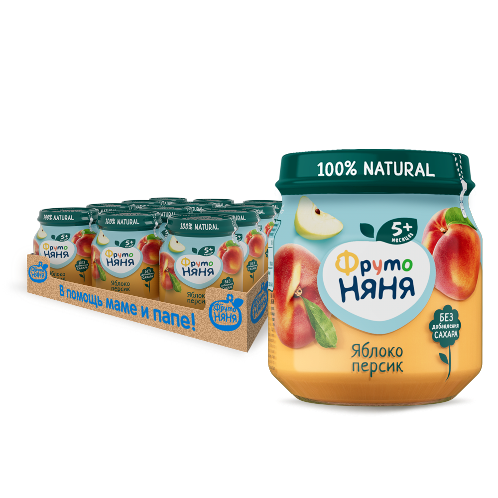 Пюре ФрутоНяня Яблоко-персик, 100г