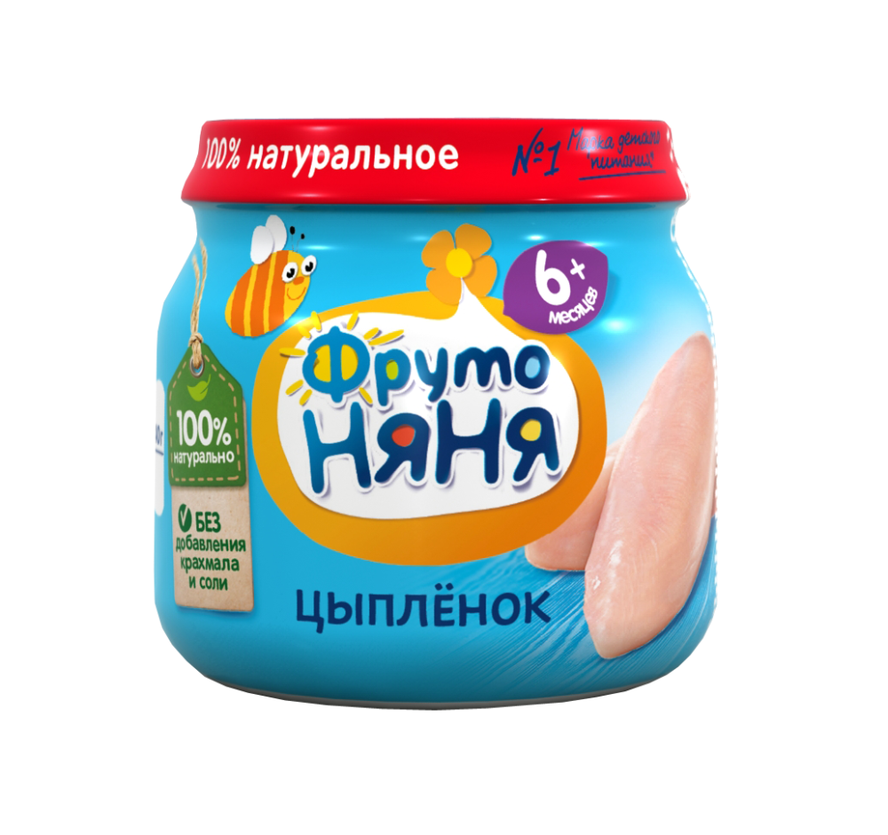 Пюре ФрутоНяня с мясом цыплят без сахара с 6 месяцев 80 г