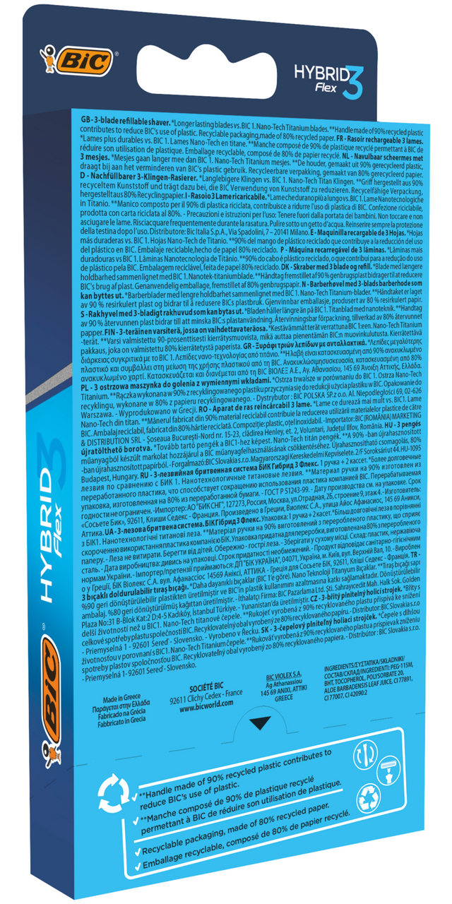 Станок для бритья Bic Flex 3 Hybrid (2 кассеты)