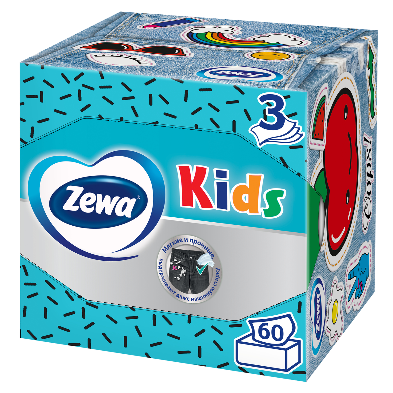 Салфетки бумажные детские Zewa Kids 3 слоя 60 штук