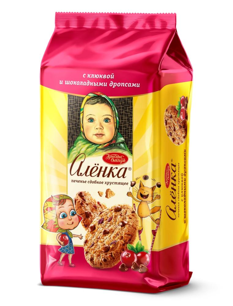 Печенье сдобное Аленка хрустящее клюква-шоколад дропсы, 140г