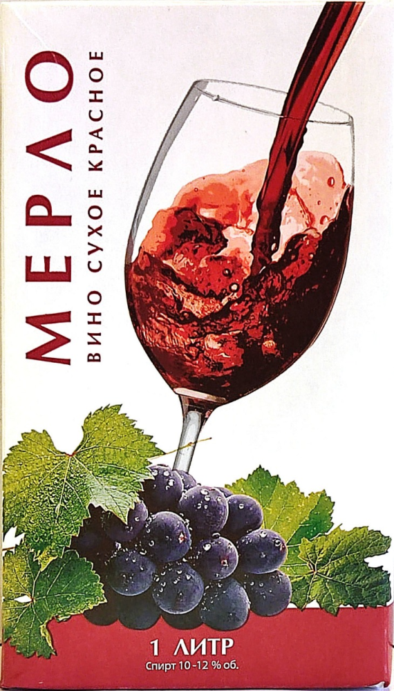 Вино Винзавод Юровский Мерло красное сухое, 1л