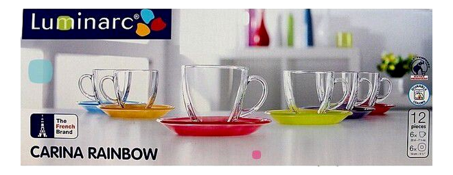 Набор чайный Luminarc Rainbow на 6 персон 220мл, 12 предметов