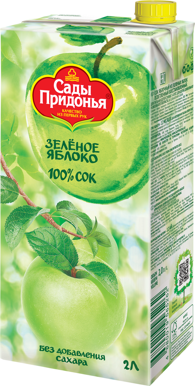 Сок Сады Придонья Зеленое яблоко 2л