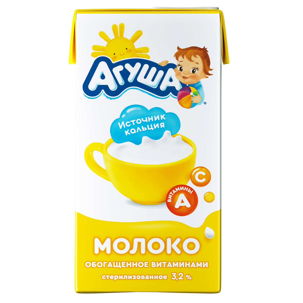 Молоко Агуша стерилизованное с витаминами А и С 3,2% 0,5л