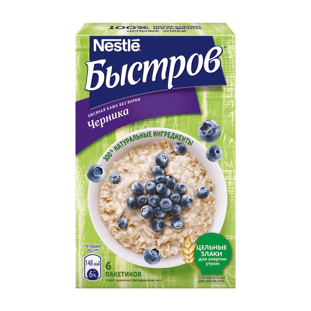 Каша овсяная Быстров черника (40г x 6шт), 240г
