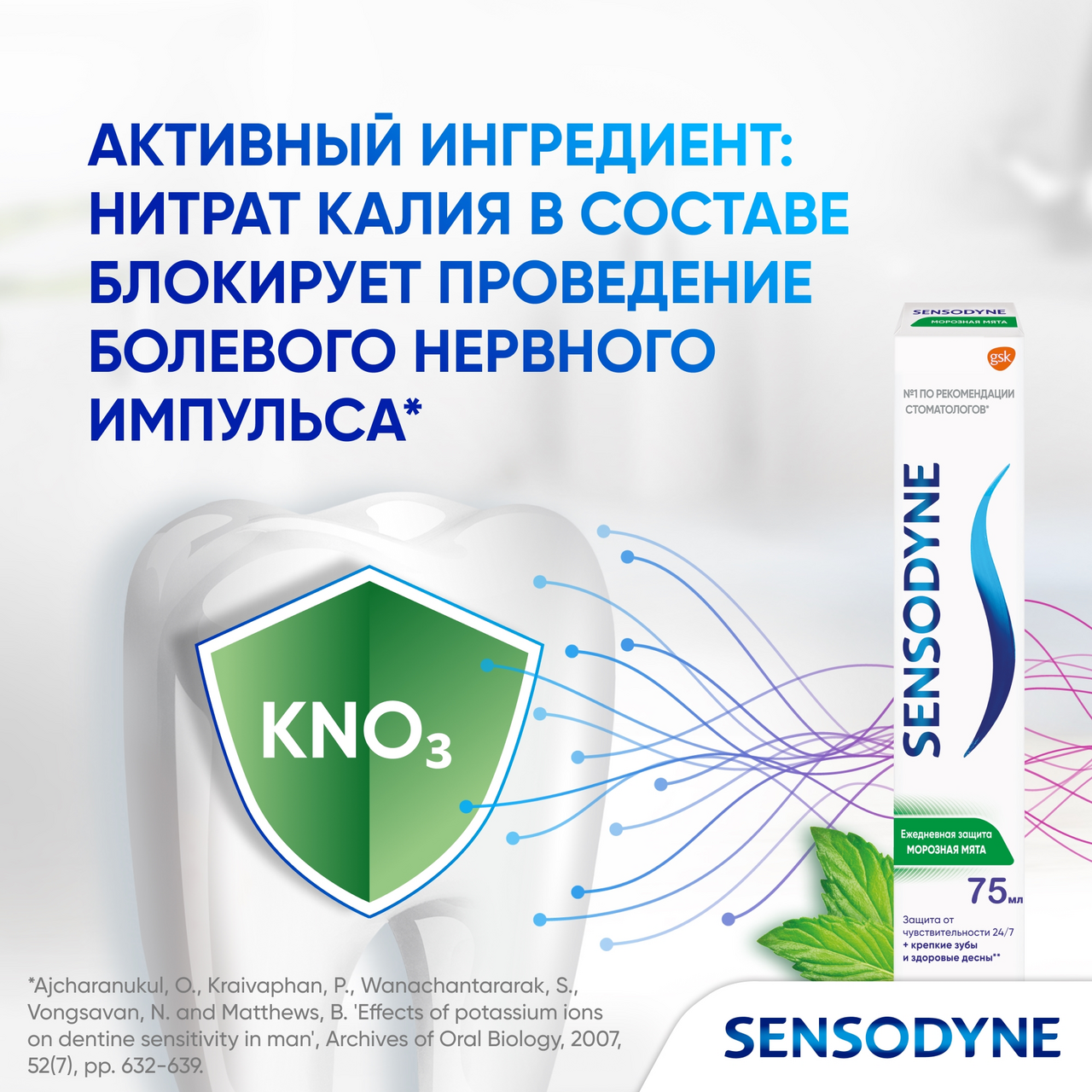 Зубная паста Sensodyne Ежедневная защита морозная мята, 75мл