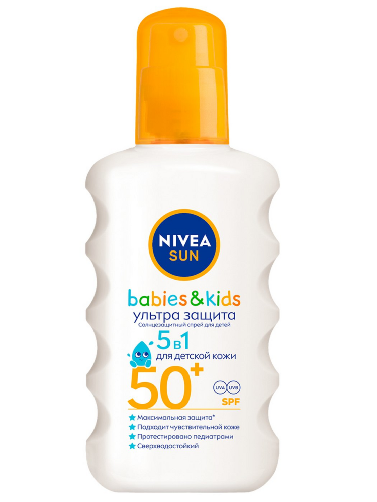 Детский солнцезащитный спрей Nivea Sun Ультразащита SPF 50+ сверхводостойкий 200 мл