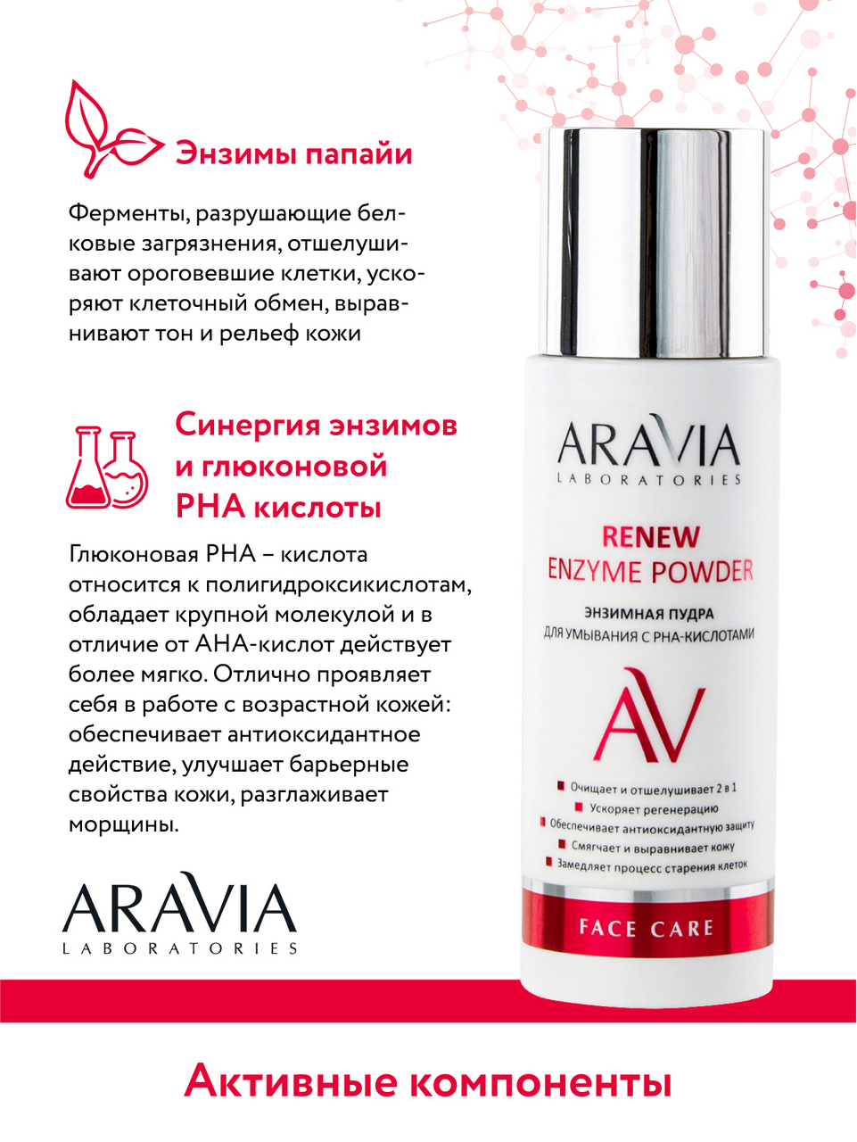 Пудра энзимная Aravia Laboratories для умывания с рна-кислотами, 150мл