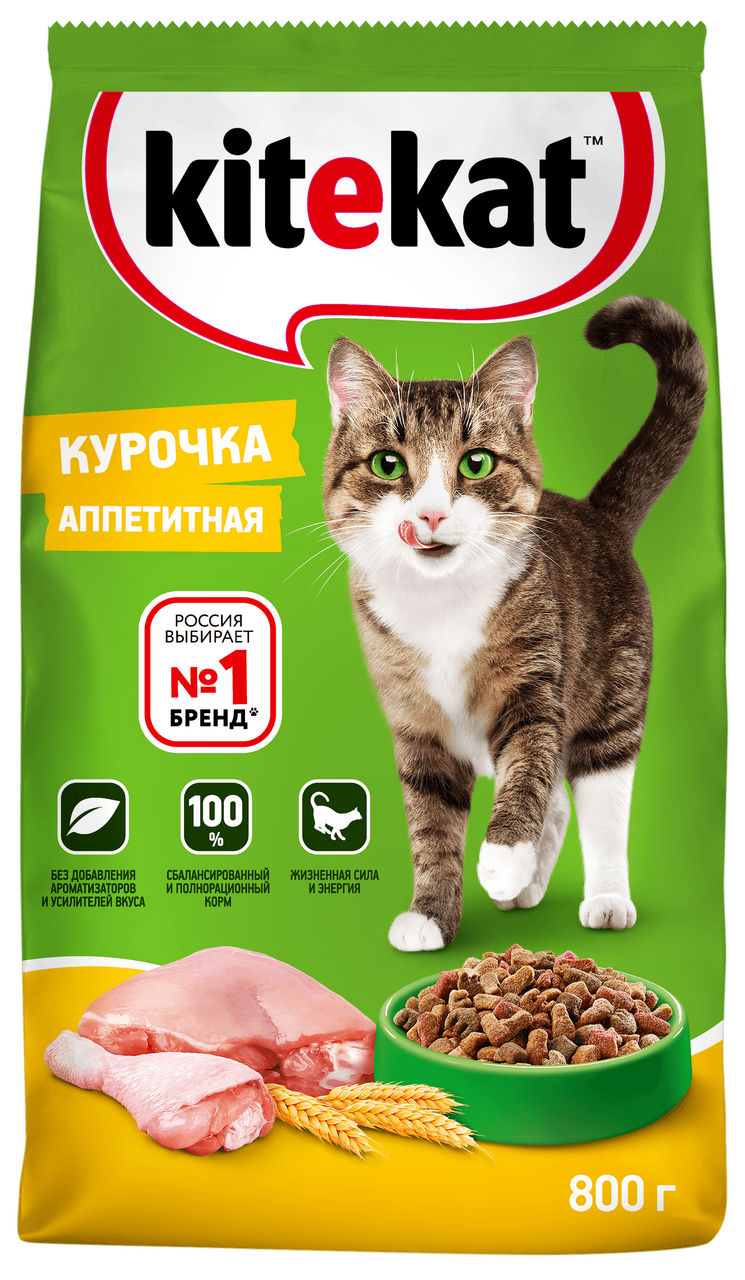 Корм сухой Kitekat Аппетитная курочка для кошек 0.8 кг Корм сухой Kitekat Аппетитная курочка для кошек 0.8 кг