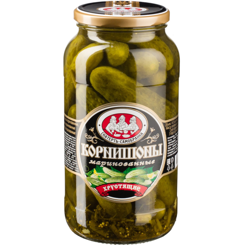 Корнишоны Скатерть-Самобранка маринованные, хрустящие 1375г