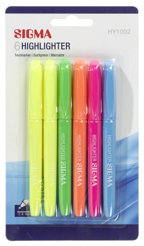 Текстовыделители SIGMA, 6 шт.