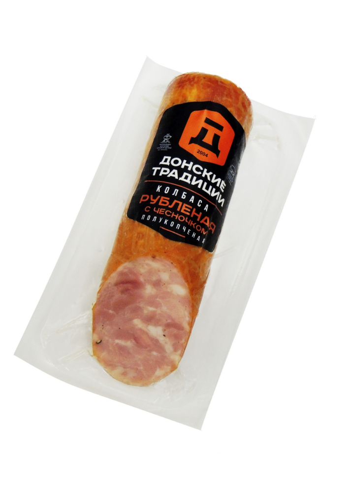 Колбаса Донские Традиции рубленая с чесноком полукопченая, 270г