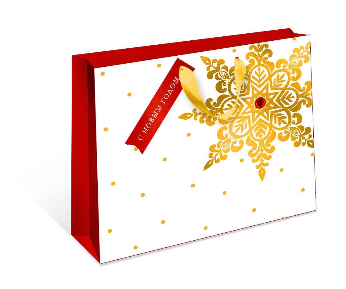 Сумка бумажная премиум Новый Год АРТ И ДИЗАЙН BA, 36x32x11см