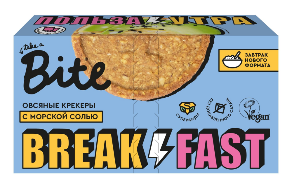 Крекеры овсяные Take a Bite с морской солью 0,2кг