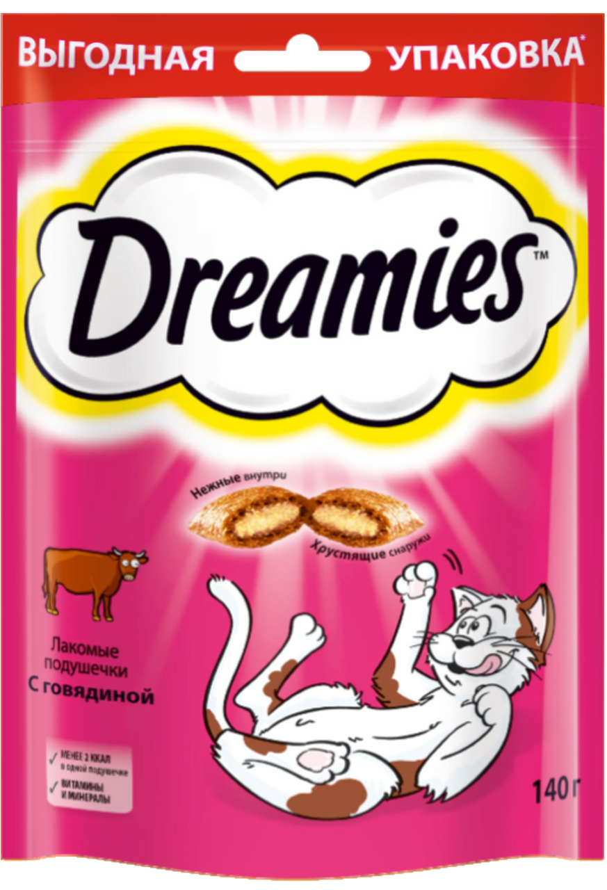 Лакомство Dreamies подушечки с говядиной для взрослых кошек 140 г