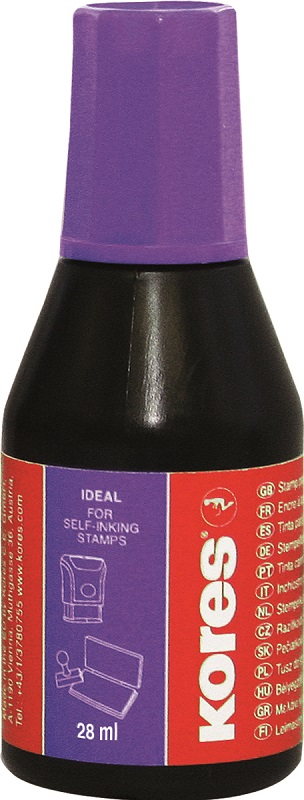 Краска штемпельная Kores на водно-масляной основе фиолетовая, 28г