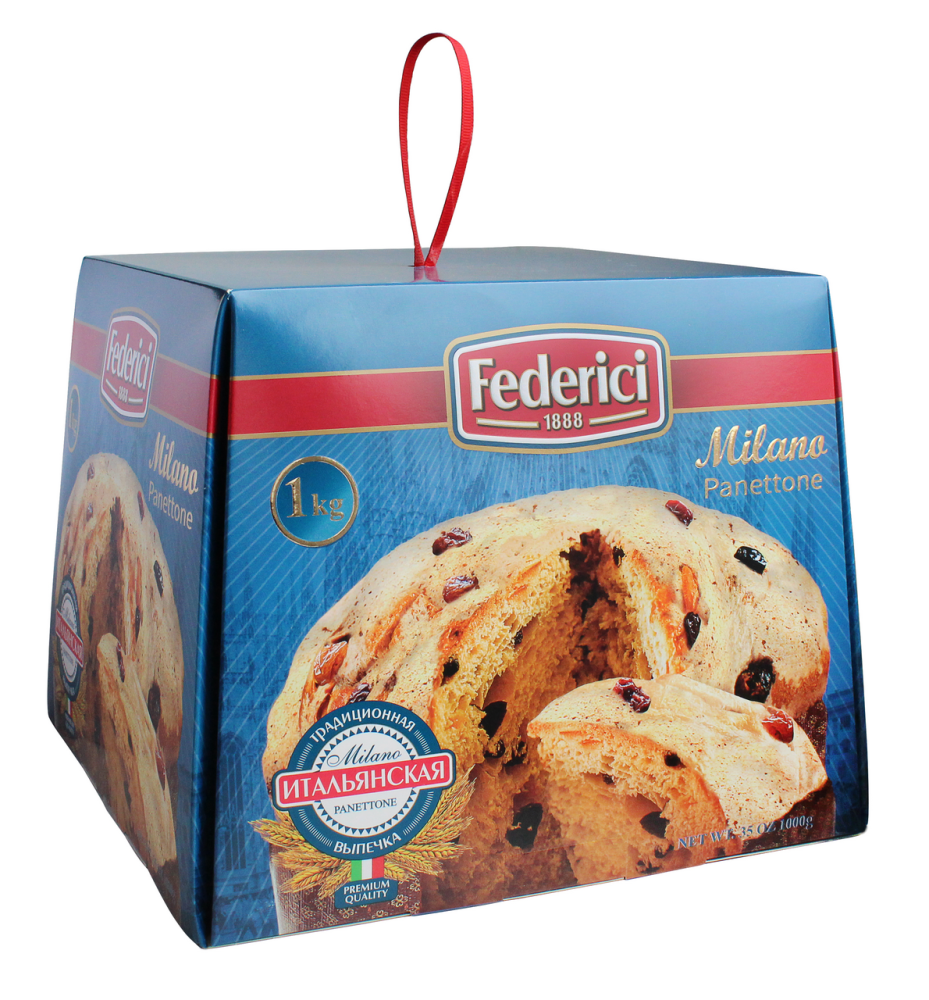 Кулич Federici Milano Panettone с цукатами и изюмом, 1кг